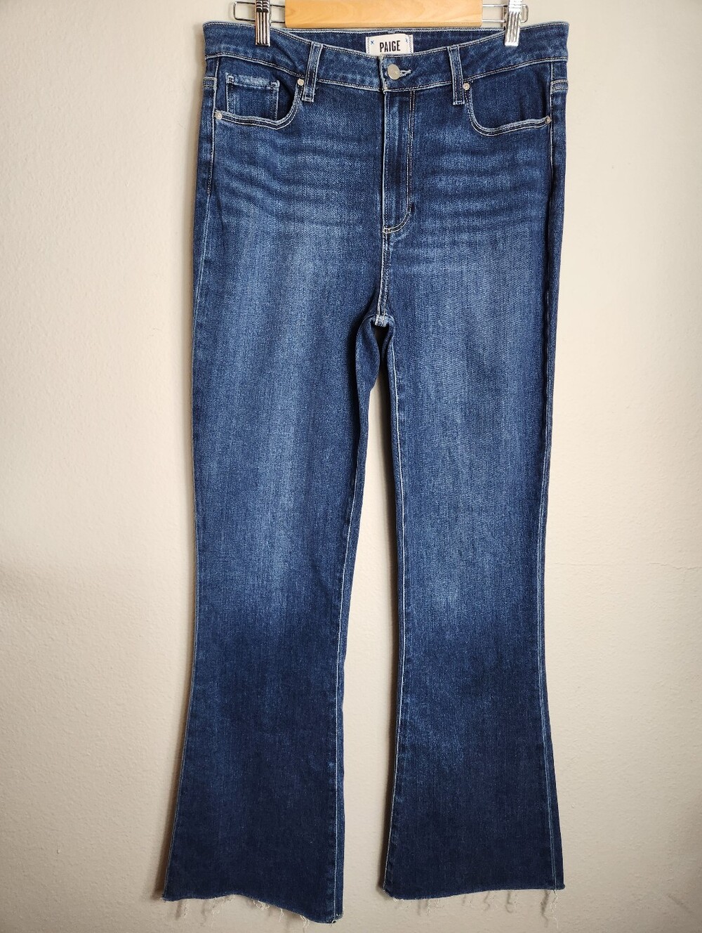 Paige Womens |32| High Rise Laurel Canyon Bootcut Frayed Jeans in Montruex